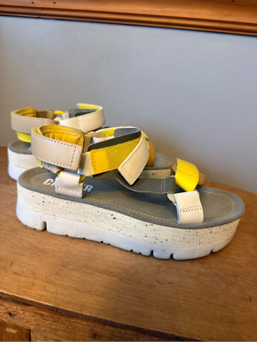 Camper Oruga Up Yellow Gray White Platform Sport Sandals Size 36 EU / 6 US